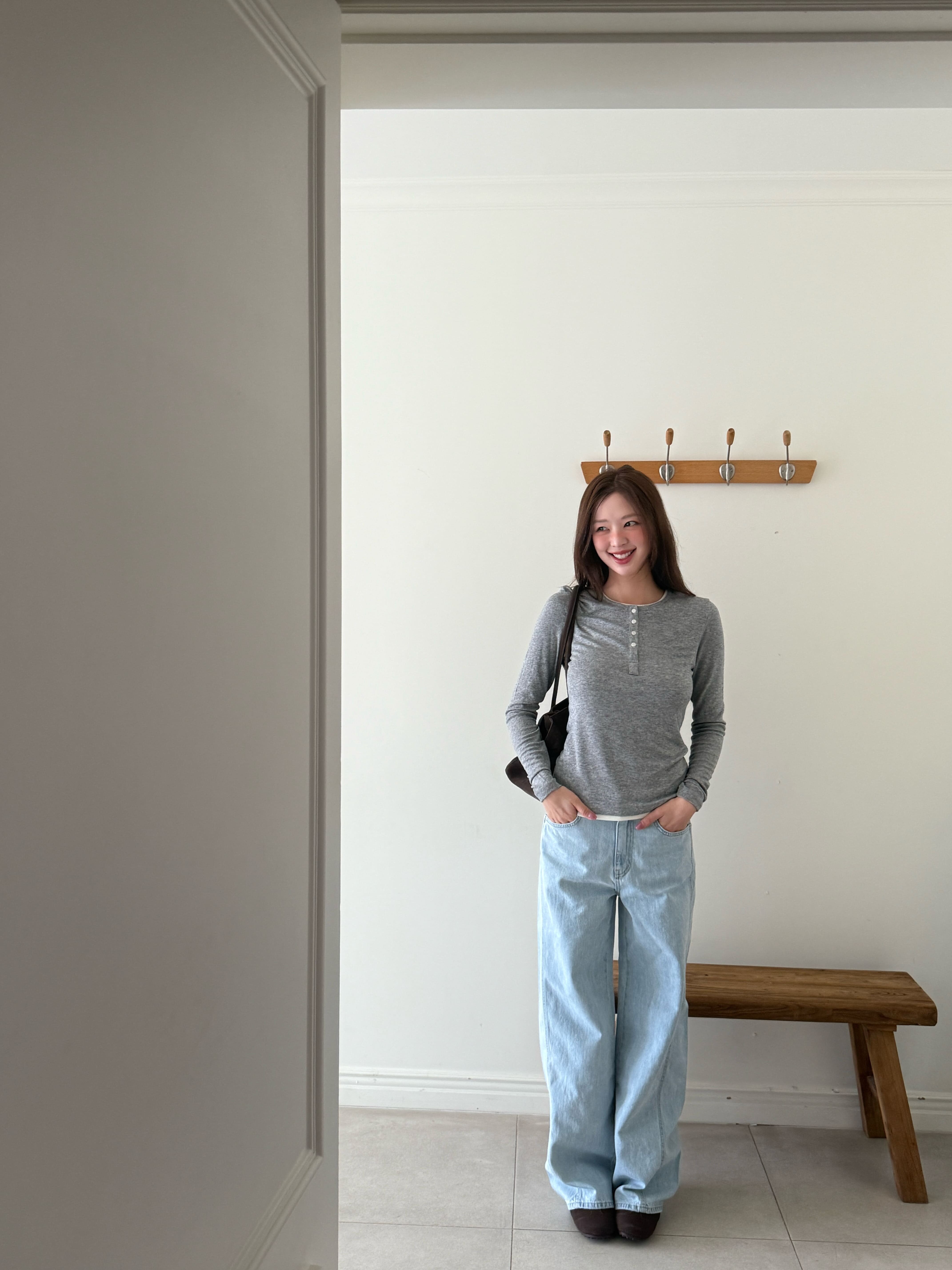 Basic Layered Panel T-Shirt - Gray