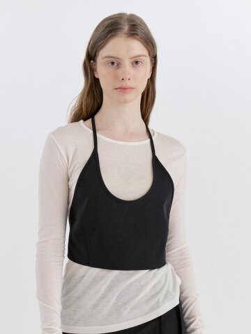 Basic Wool Halter-Neck Bustier - Black