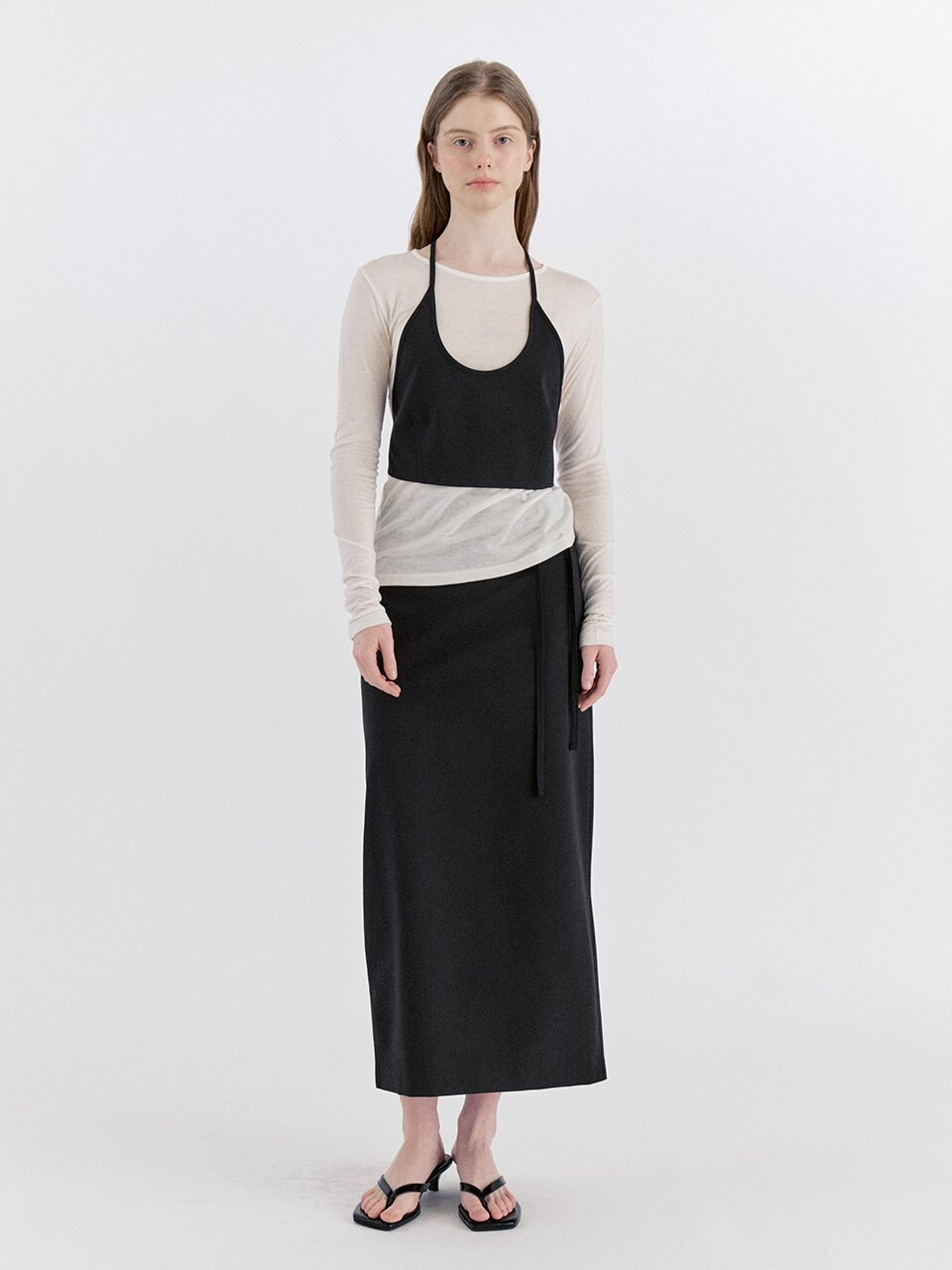 Basic Wool Halter-Neck Bustier - Black