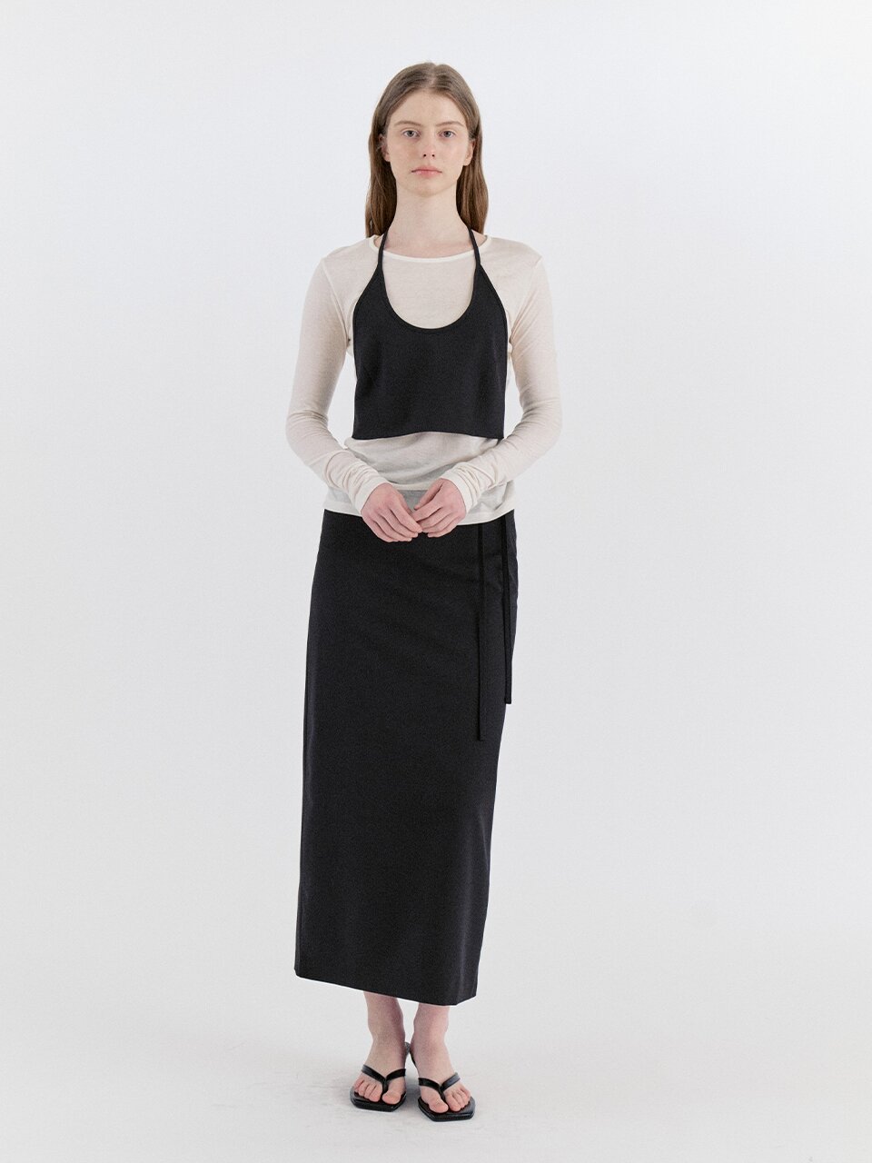 Basic Wool Halter-Neck Bustier - Black