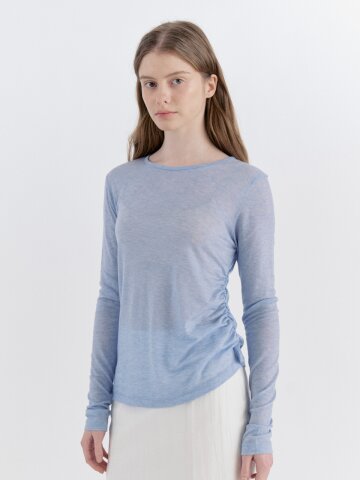 Soft Tencel Wool Shirring Slim T-Shirt - Sora