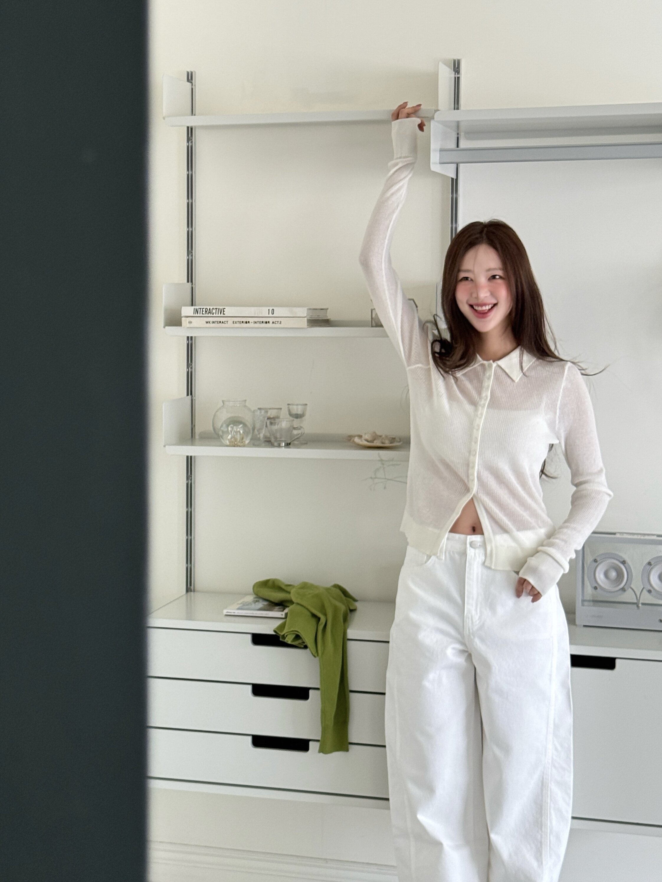 Soft Lyocell Collar Knit Cardigan - Ivory