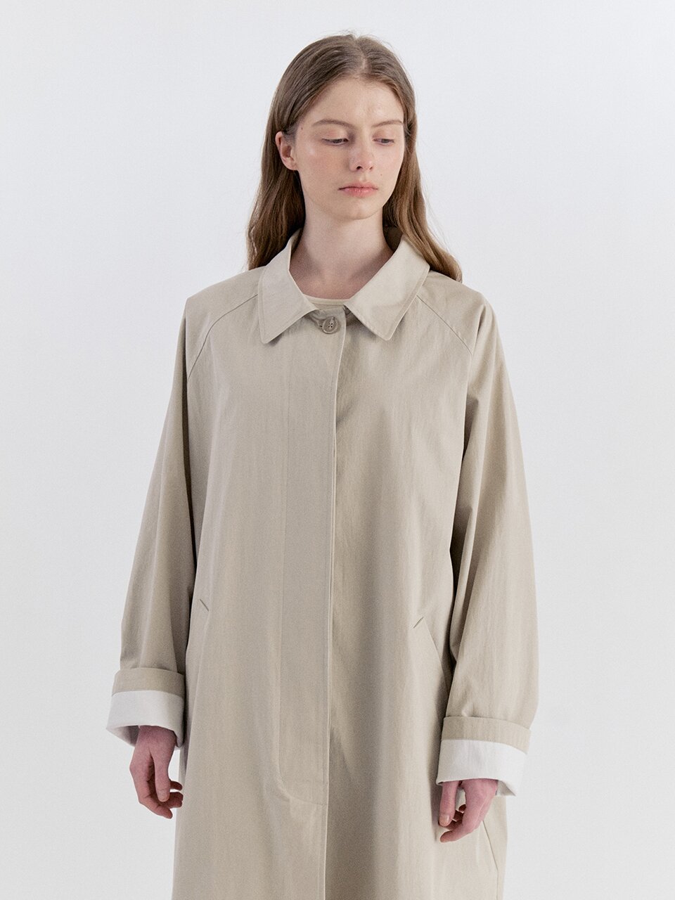 Classic Cotton Raglan Trench Coat - Beige