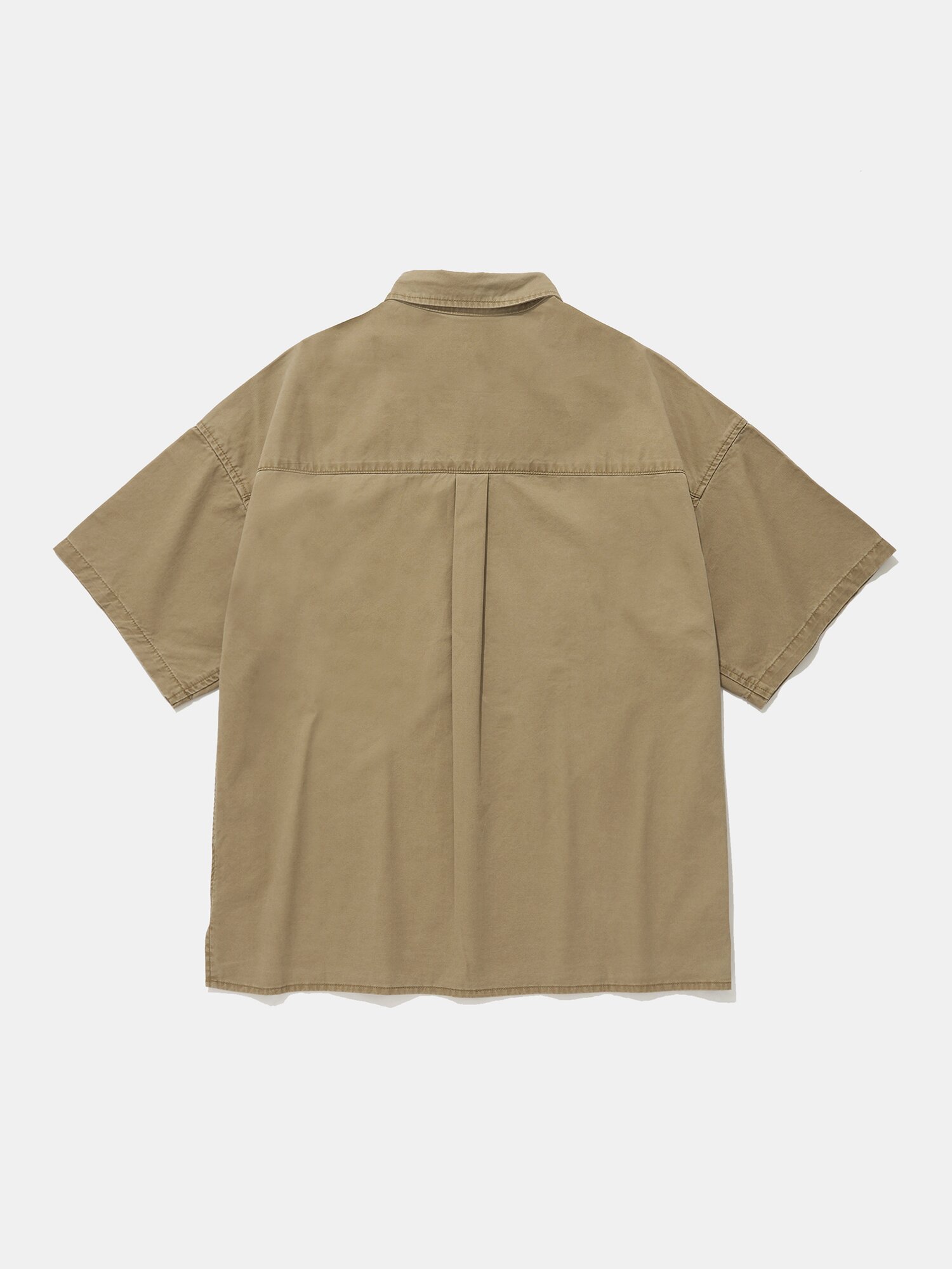 SL-LABEL WASHED BIG POCKET TWILL S/S SHIRTS_BEIGE