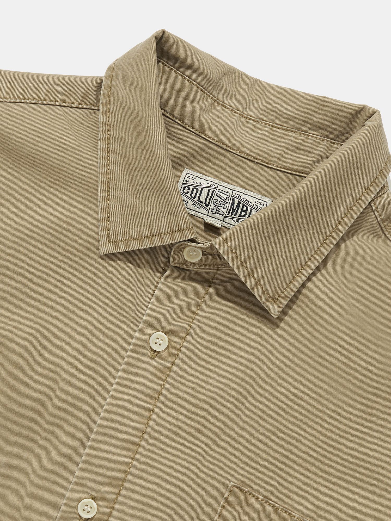 SL-LABEL WASHED BIG POCKET TWILL S/S SHIRTS_BEIGE