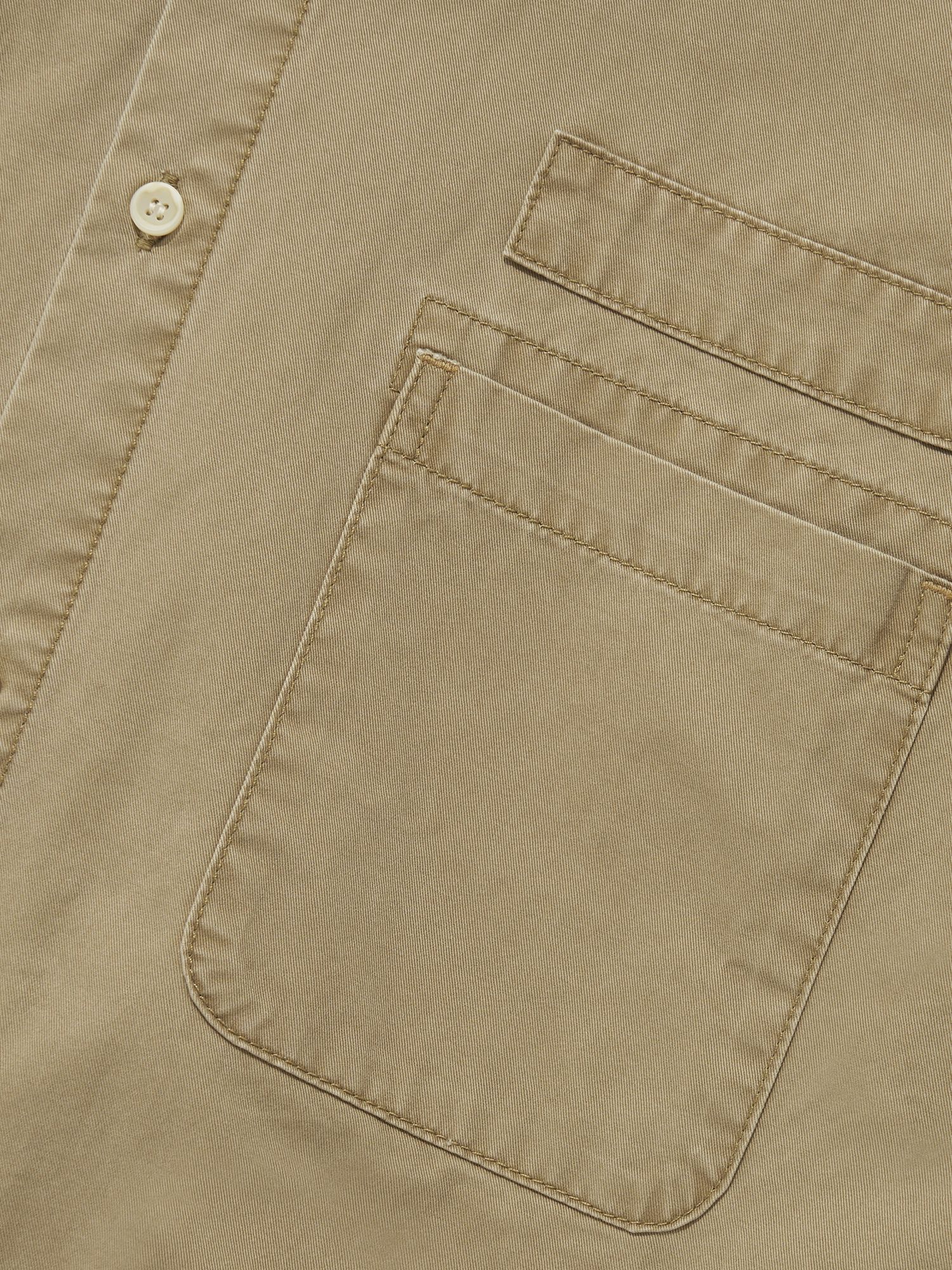 SL-LABEL WASHED BIG POCKET TWILL S/S SHIRTS_BEIGE