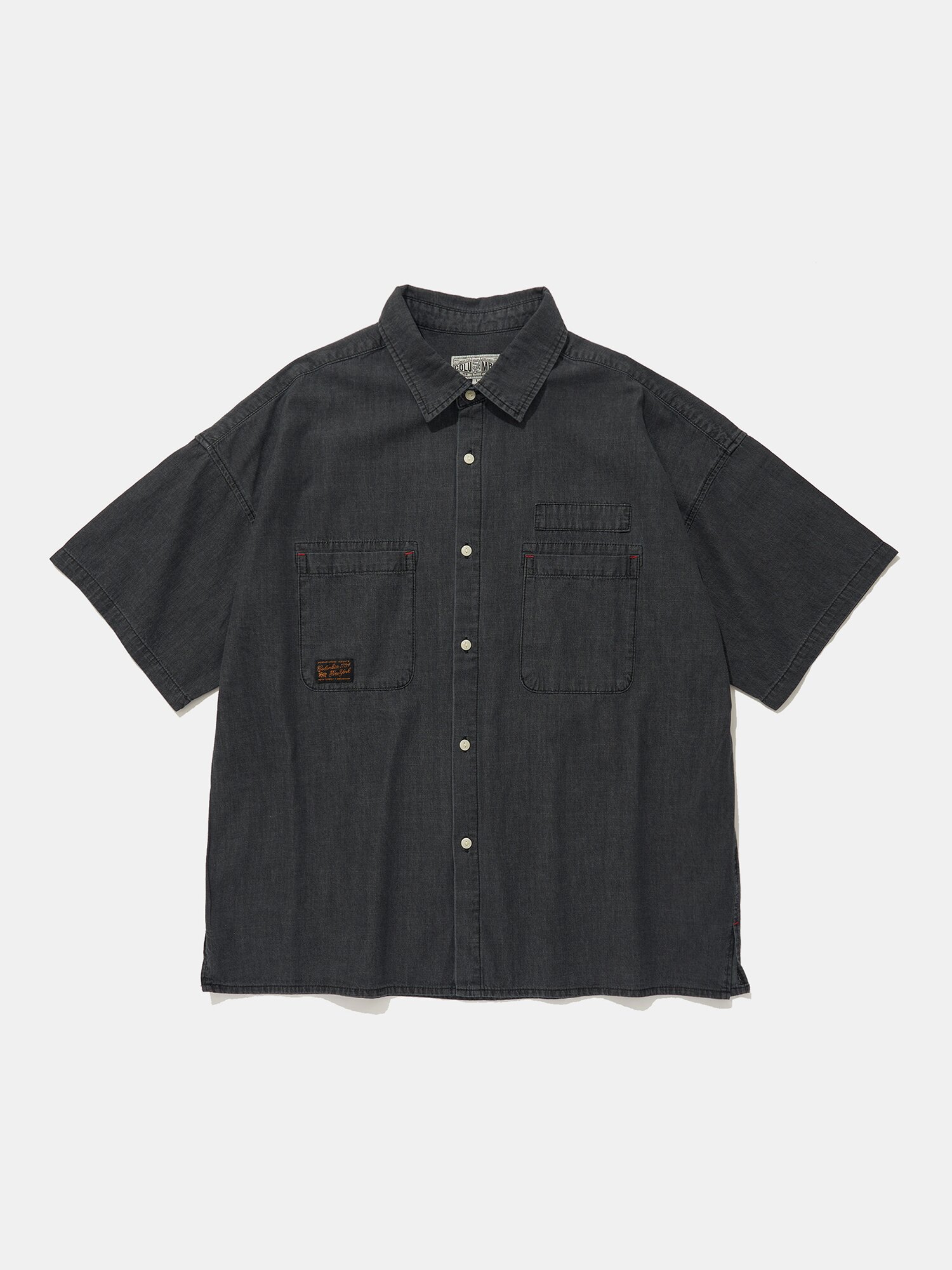 SL-LABEL BIG POCKET DENIM S/S SHIRTS_BLACK JEAN