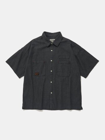 SL-LABEL BIG POCKET DENIM S/S SHIRTS_BLACK JEAN