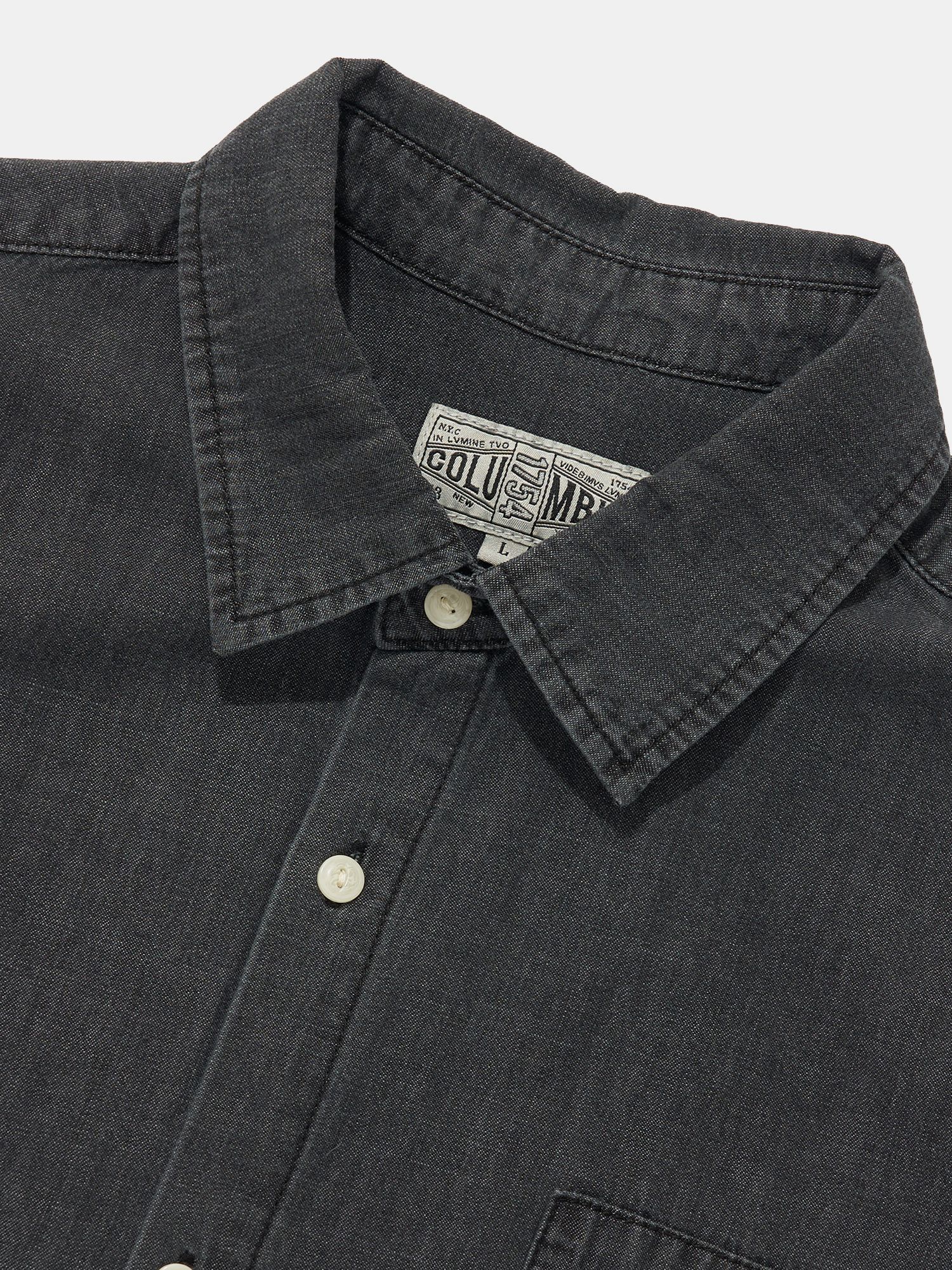 SL-LABEL BIG POCKET DENIM S/S SHIRTS_BLACK JEAN