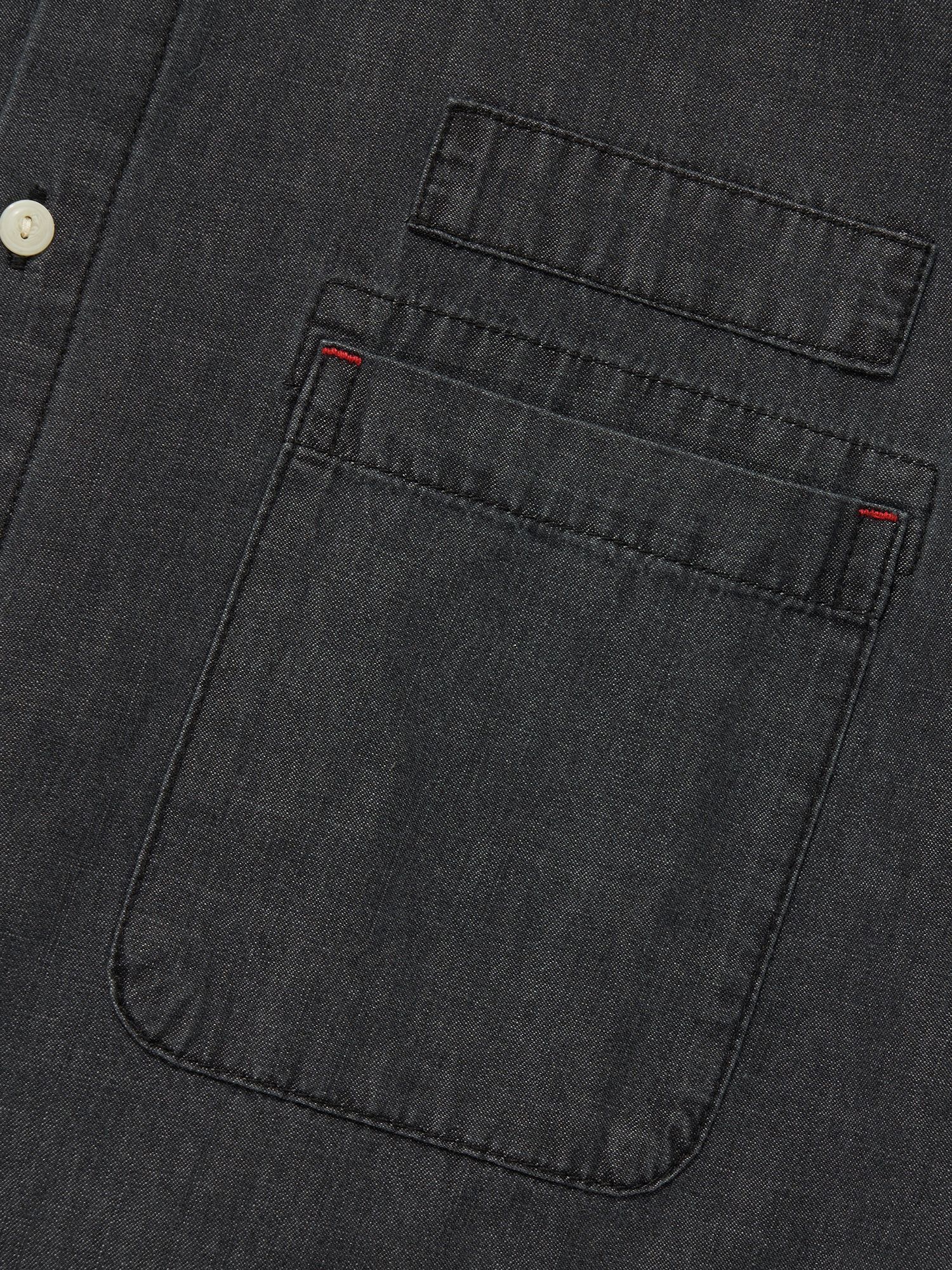 SL-LABEL BIG POCKET DENIM S/S SHIRTS_BLACK JEAN
