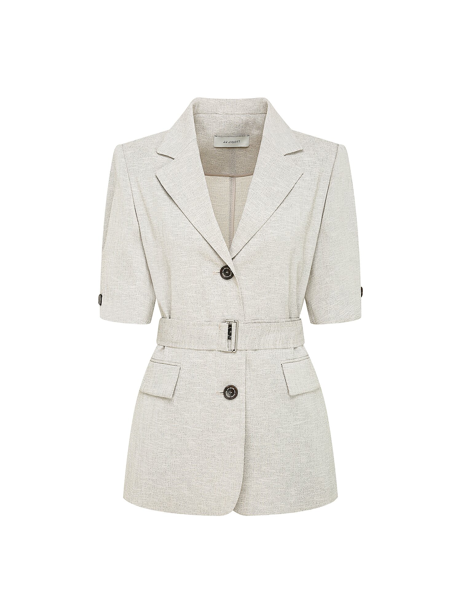 벨티드 하프 슬리브 싱글 재킷 (MELANGE BEIGE)