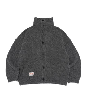 시티 무드 하이넥 니트 가디건 (차콜)