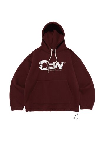 크래크 플래잉 로고 스트링 후드티셔츠 (와인)