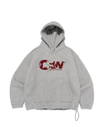 크래크 플래잉 로고 스트링 후드티셔츠 (그레이)