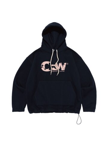 크래크 플래잉 로고 스트링 후드티셔츠 (네이비)