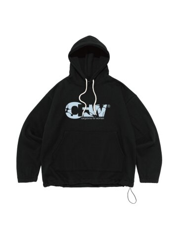 크래크 플래잉 로고 스트링 후드티셔츠 (블랙)