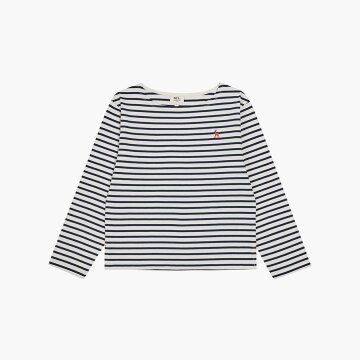 스트라이프 보트넥 긴팔티셔츠 네이비 IFDTS00869