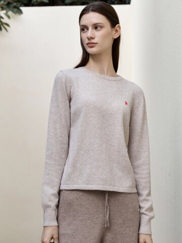 울캐시미어 니트 스웨터 오트밀 IFDSW00404