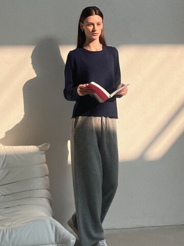 울캐시미어 크루넥 스웨터 네이비 IFDSW00169