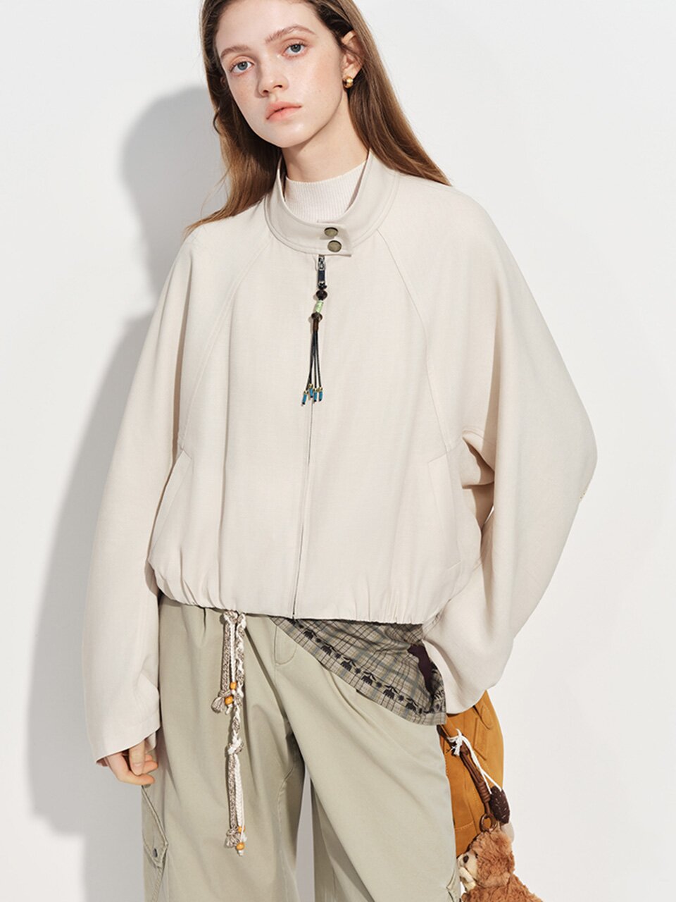 WD_Loose stand collar blouson