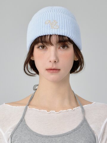 리프 VZ 로고 워시드 비니 스카이블루