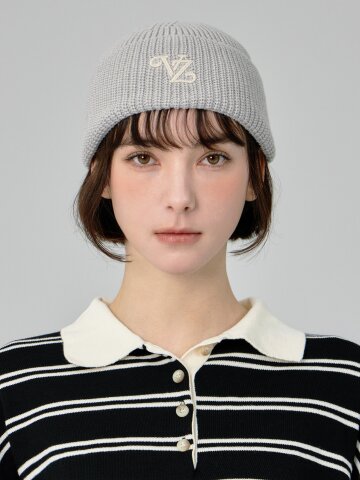 리프 VZ 로고 워시드 비니 그레이