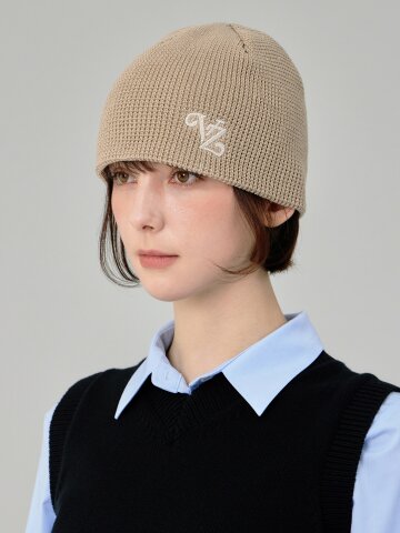 리프 VZ 로고 와플 비니 베이지