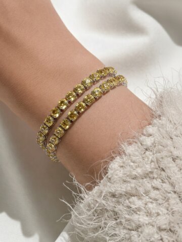 바멜 크리스탈 탄생석 컬러 테니스 팔찌 6mm 커플 우정 팔찌 F34