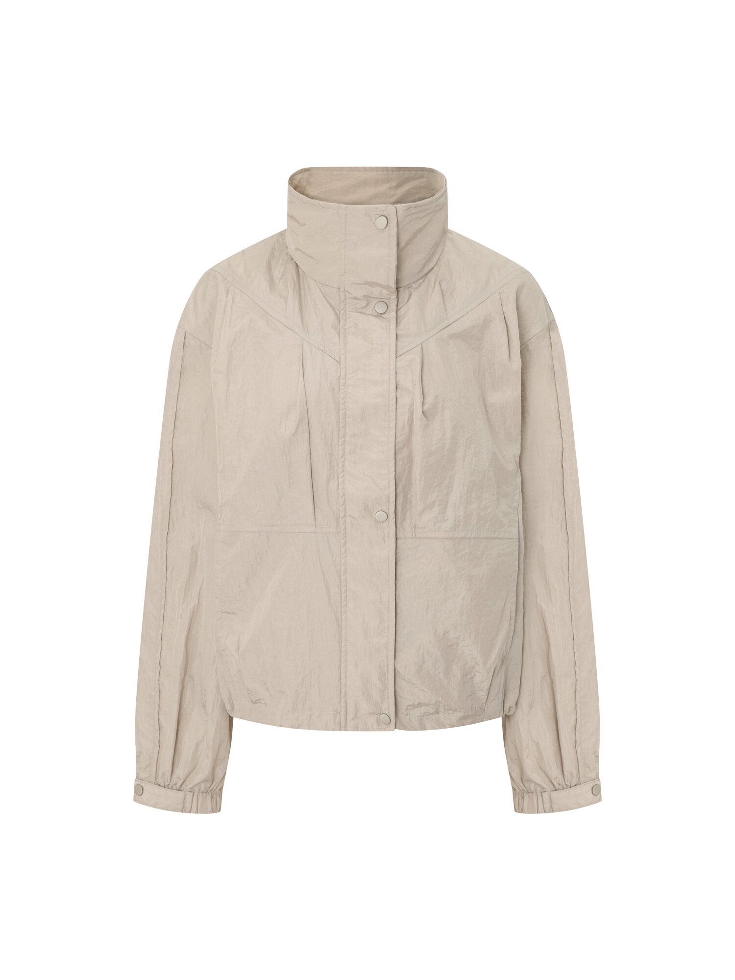 나일론 하이넥 크롭 점퍼 (LIGHT BEIGE)