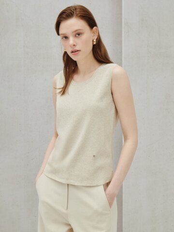 소프트 슬리브리스 니트 풀오버 