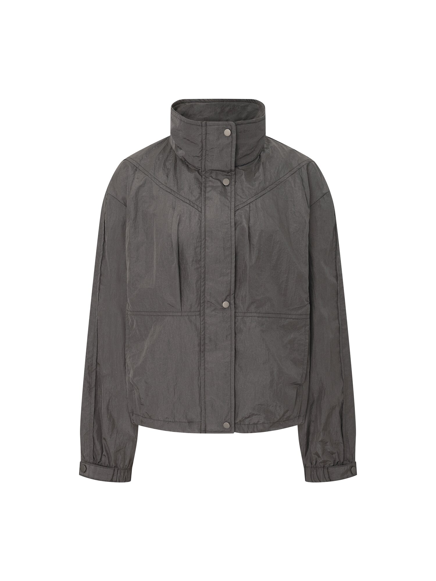 나일론 하이넥 크롭 점퍼 (GREY)