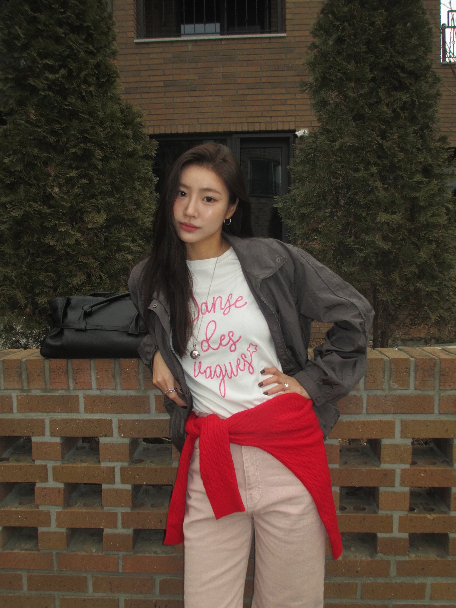 나일론 하이넥 크롭 점퍼 (GREY)