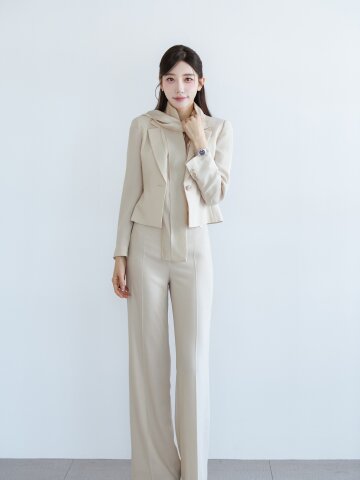 메탈 장식 와이드 일자핏 팬츠 