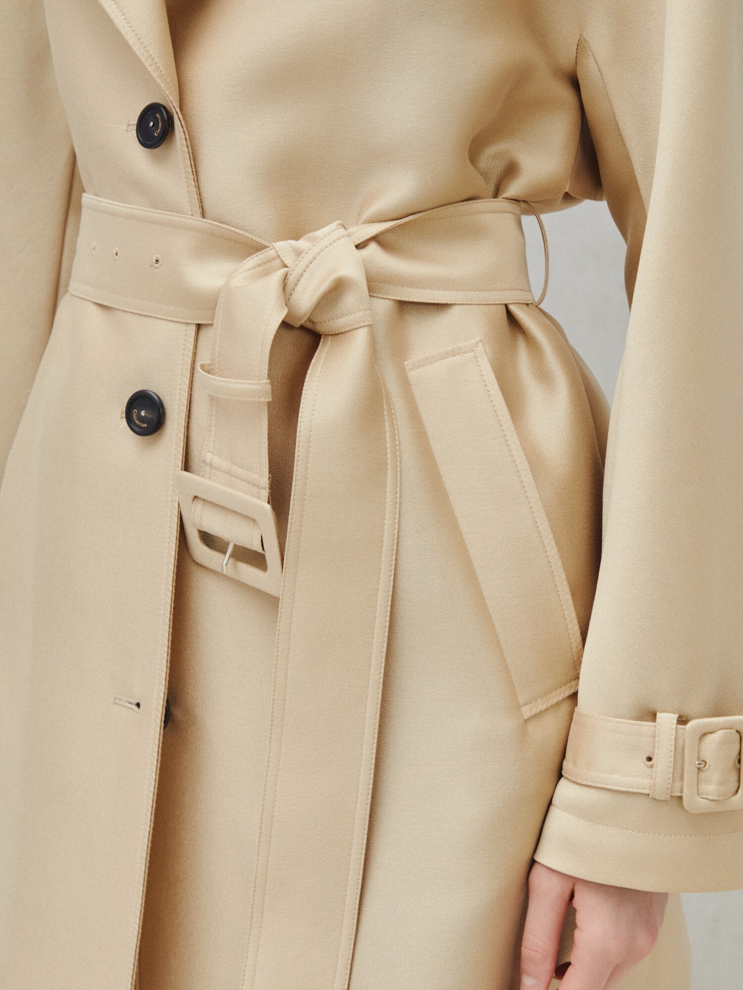 클래식 벨티드 트렌치 하프 코트 (LIGHT BEIGE)