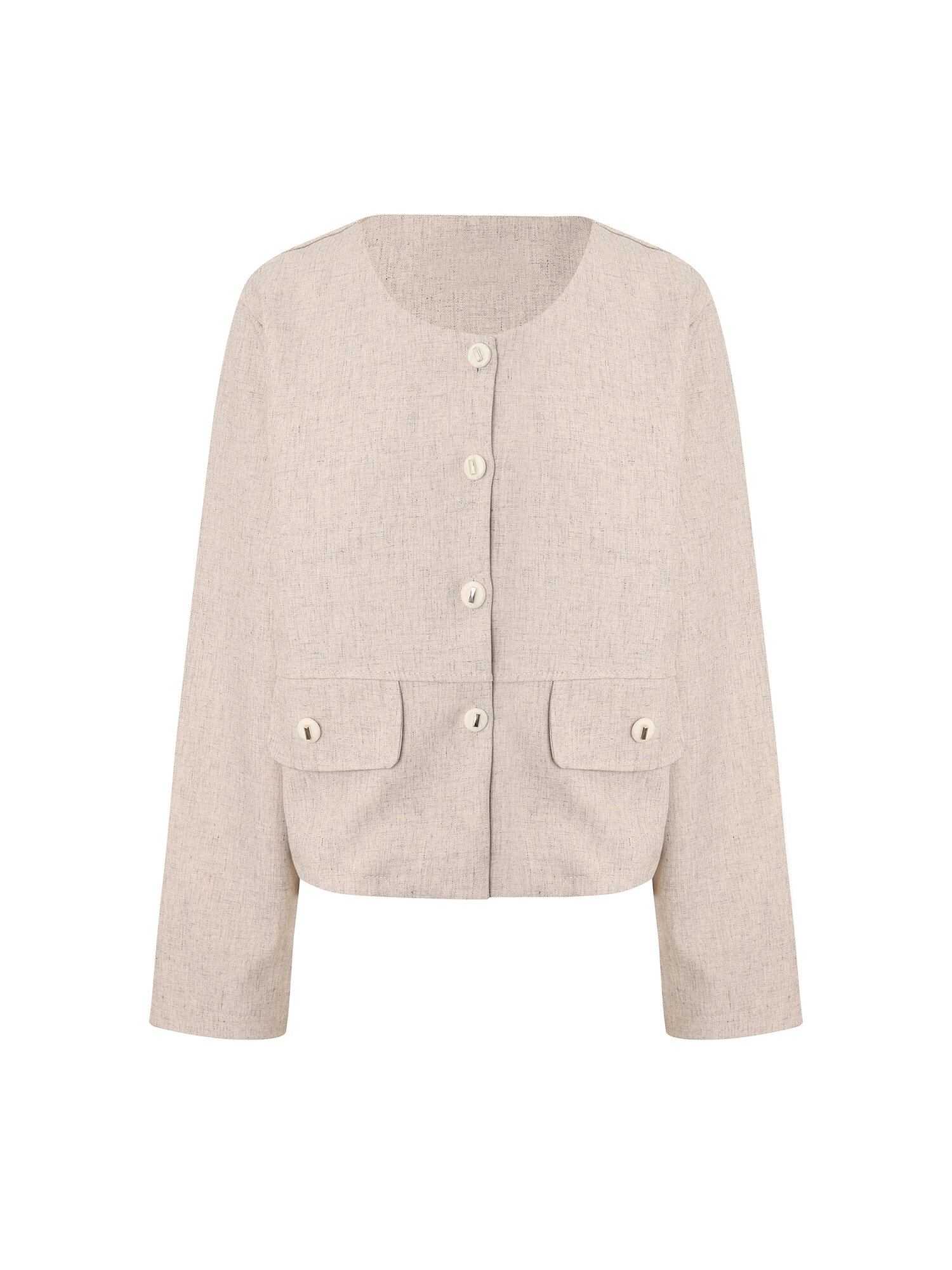 린넨 스판 라운드넥 재킷 (BEIGE)