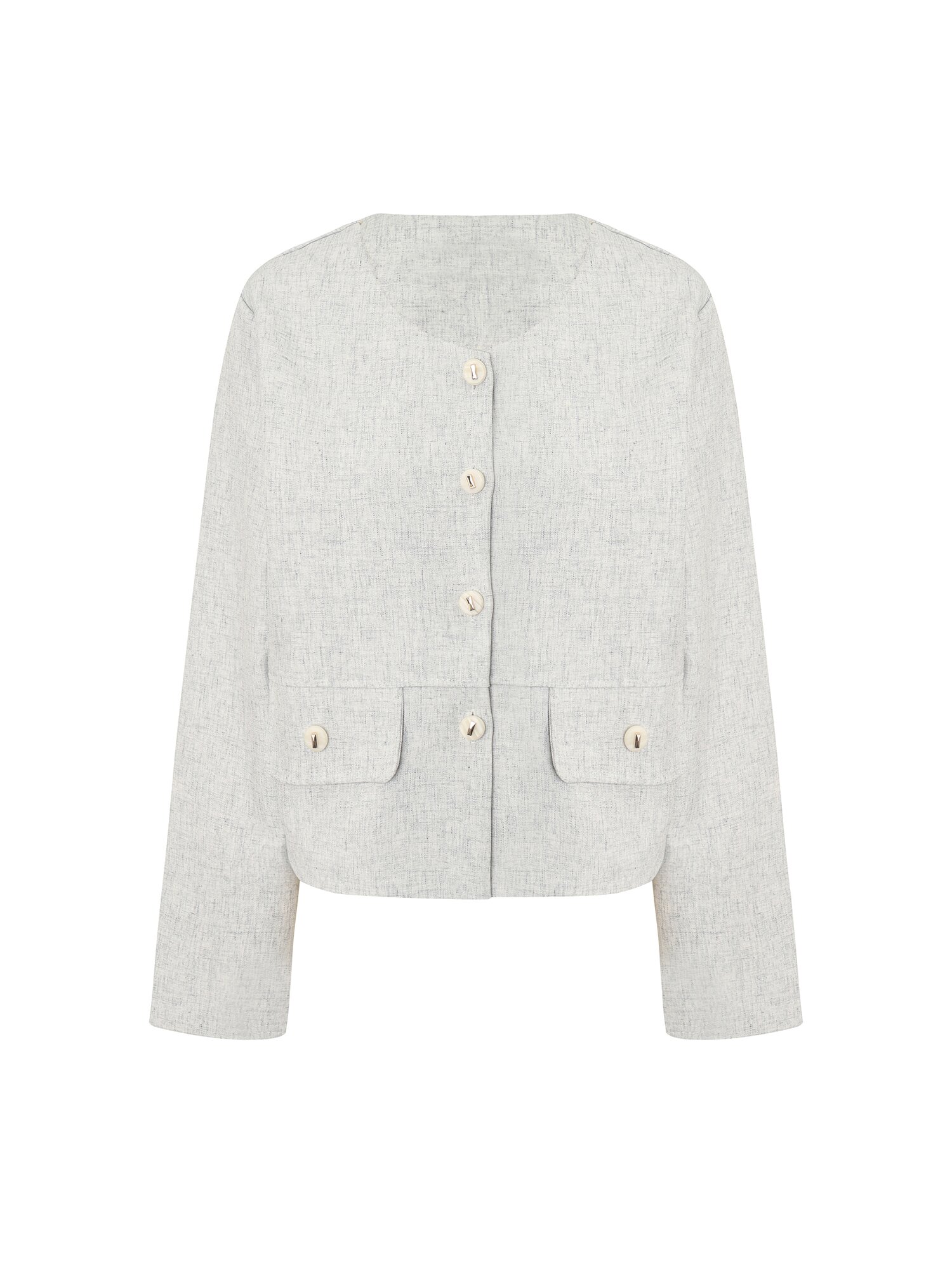 린넨 스판 라운드넥 재킷 (LIGHT GREY)