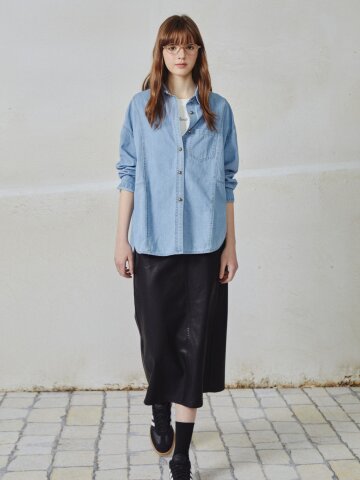 워싱 데님 셔츠 블라우스 