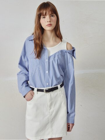 언밸런스 숄더 셔츠 블라우스 