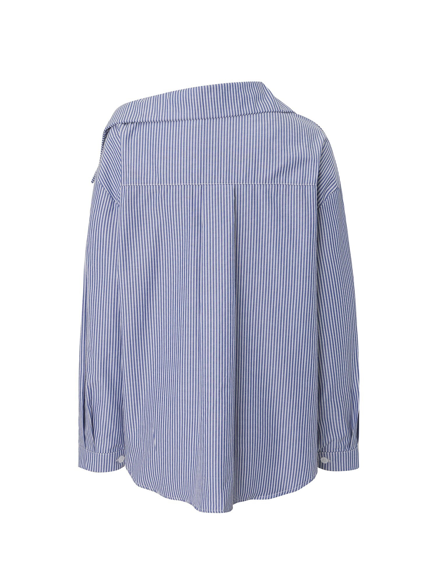 언밸런스 숄더 셔츠 블라우스 (STRIPE BLUE)