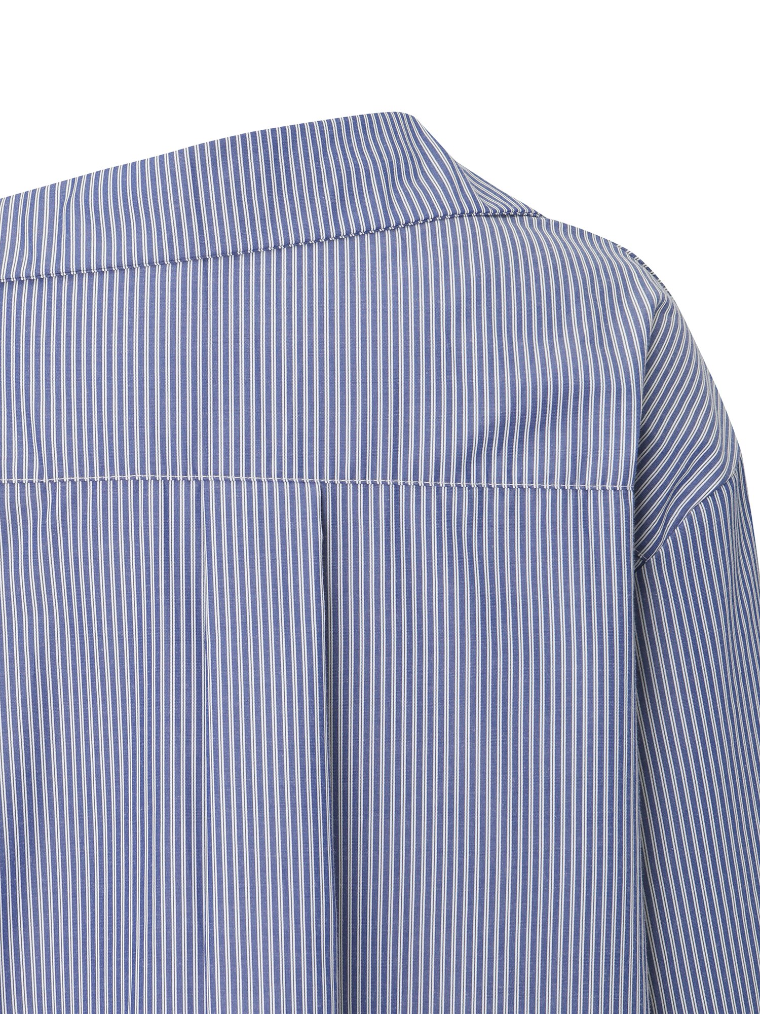 언밸런스 숄더 셔츠 블라우스 (STRIPE BLUE)