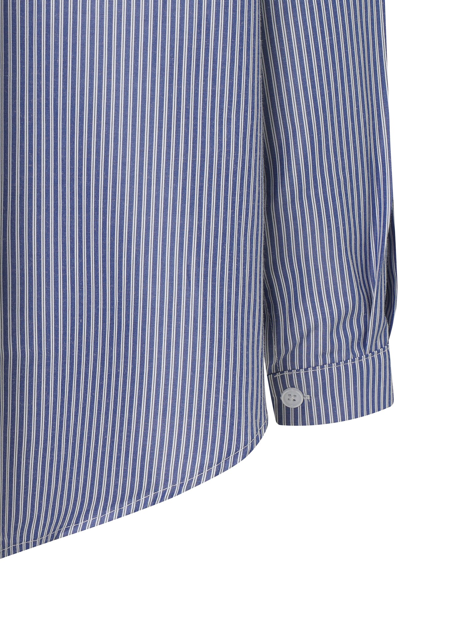 언밸런스 숄더 셔츠 블라우스 (STRIPE BLUE)