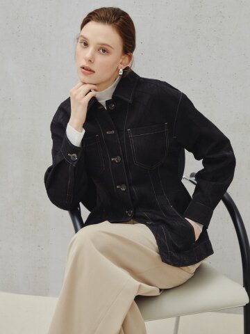 다크 인디고 스티치 라인 재킷 