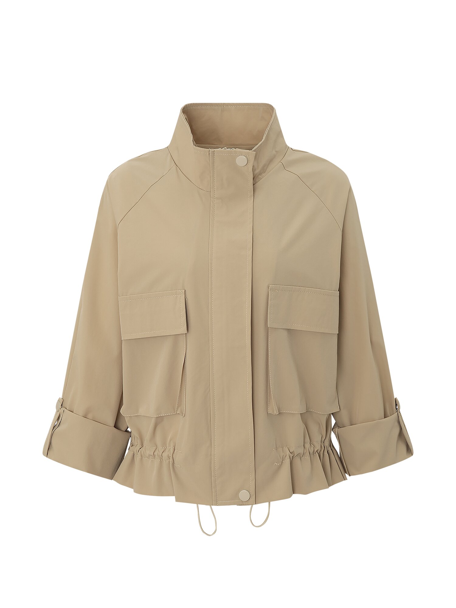 빅 포켓 하이넥 크롭 점퍼 (BEIGE)