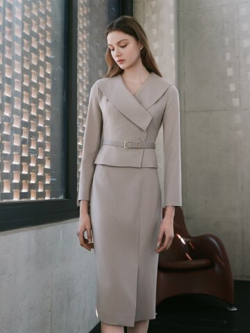 페미닌 슬릿 펜슬 스커트 