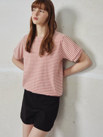 볼륨 스트라이프 티셔츠 