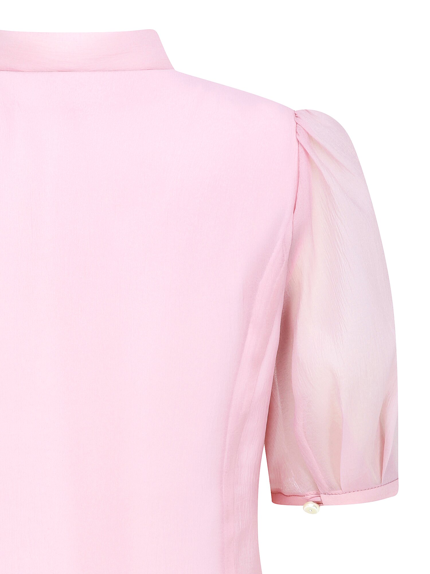 타이 퍼프 슬리브 브이넥 블라우스 (PINK)