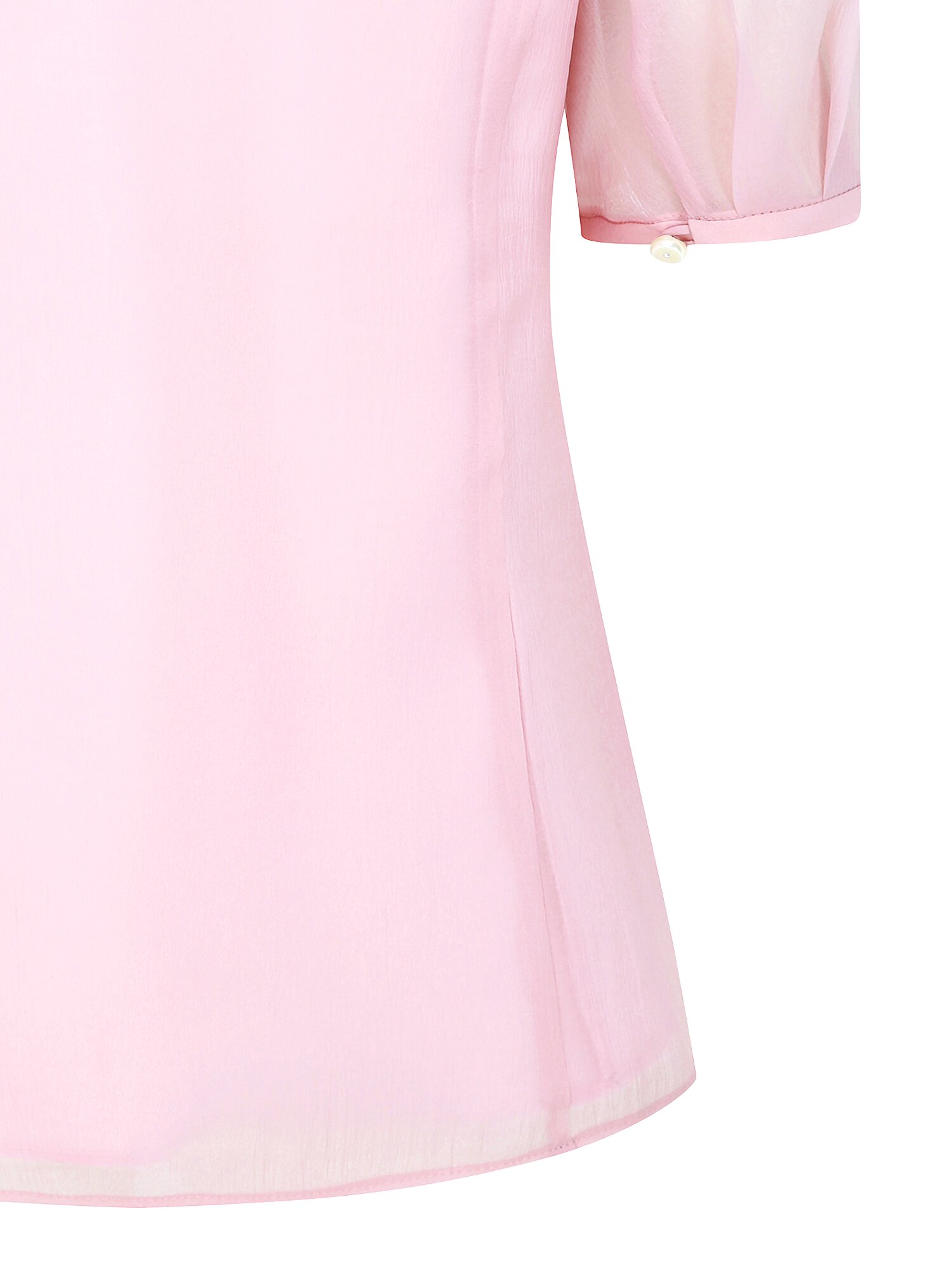 타이 퍼프 슬리브 브이넥 블라우스 (PINK)