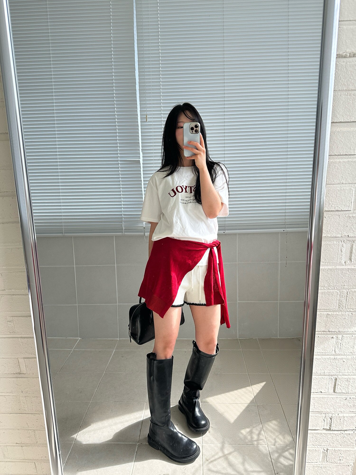 숄 레이어드 프린팅 티셔츠 (WHITE)