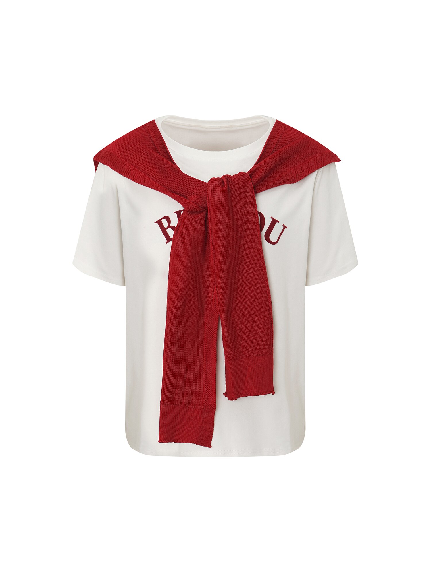 숄 레이어드 프린팅 티셔츠 (WHITE)