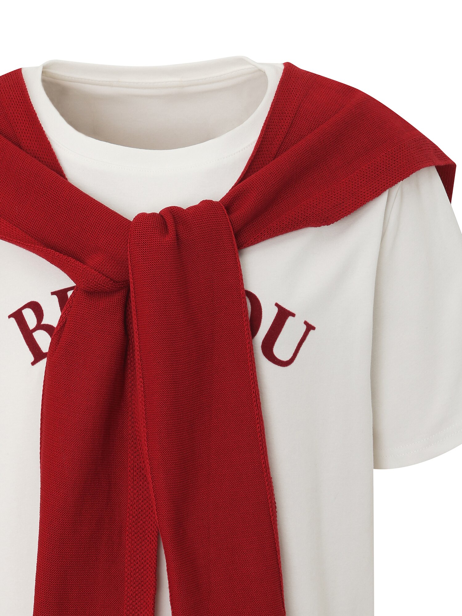 숄 레이어드 프린팅 티셔츠 (WHITE)